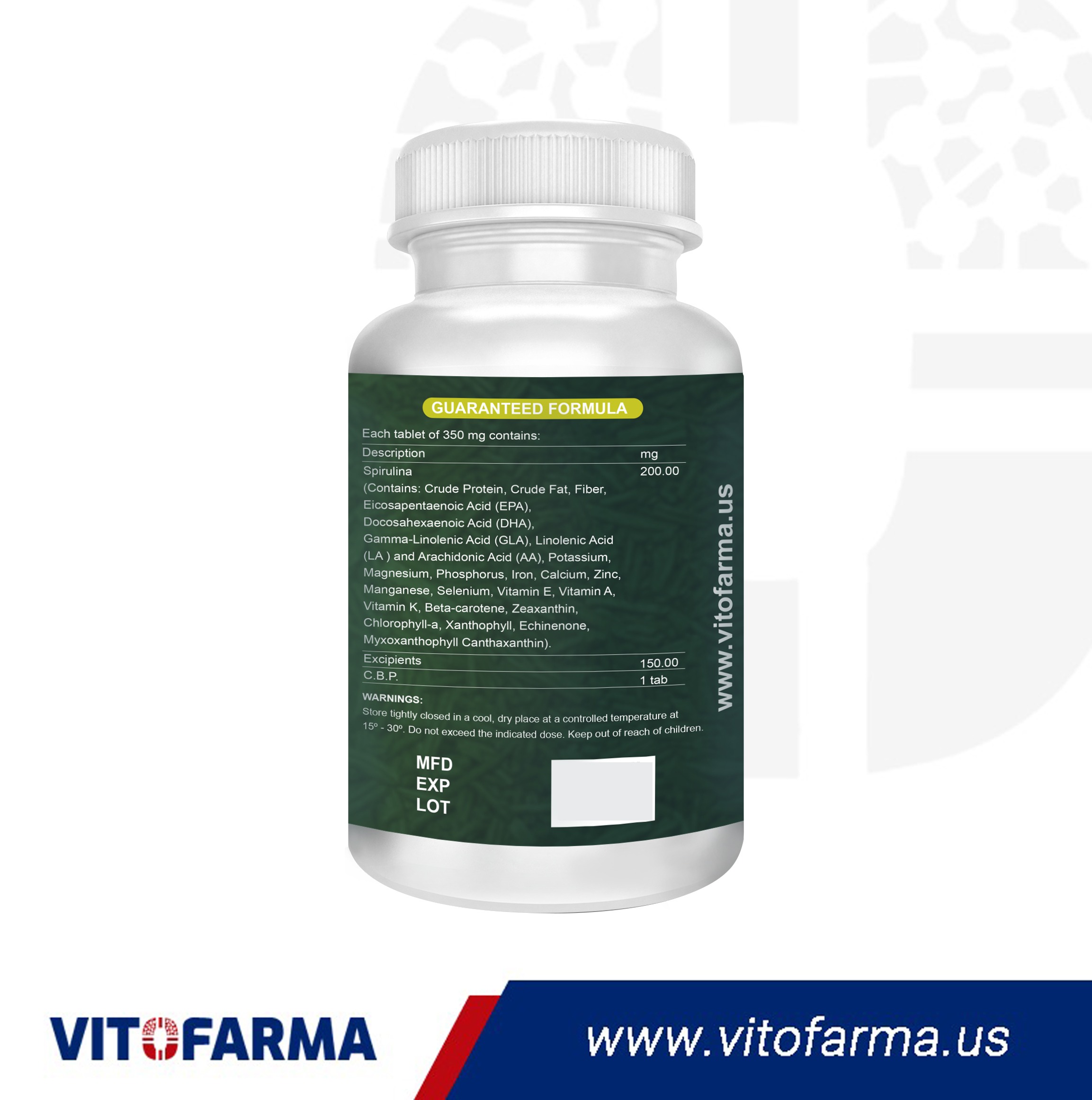 Vitofarma Spirulina Tablets For Pigeons – 100-Count Performance Formula, Racing Pigeon Vitamins