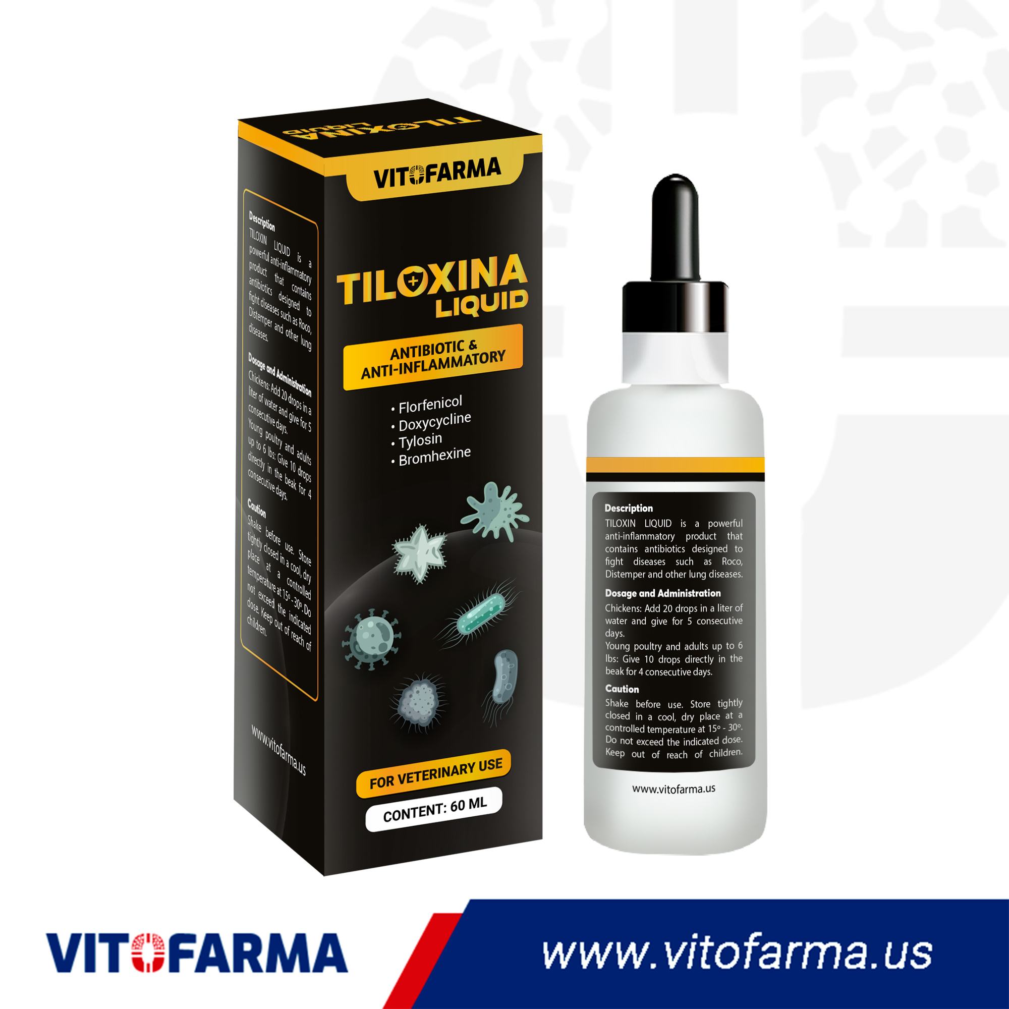 thumbnail image 2 of Vitofarma Tiloxina 60ml - For Roosters & Poultry Healthcare 2 of 4